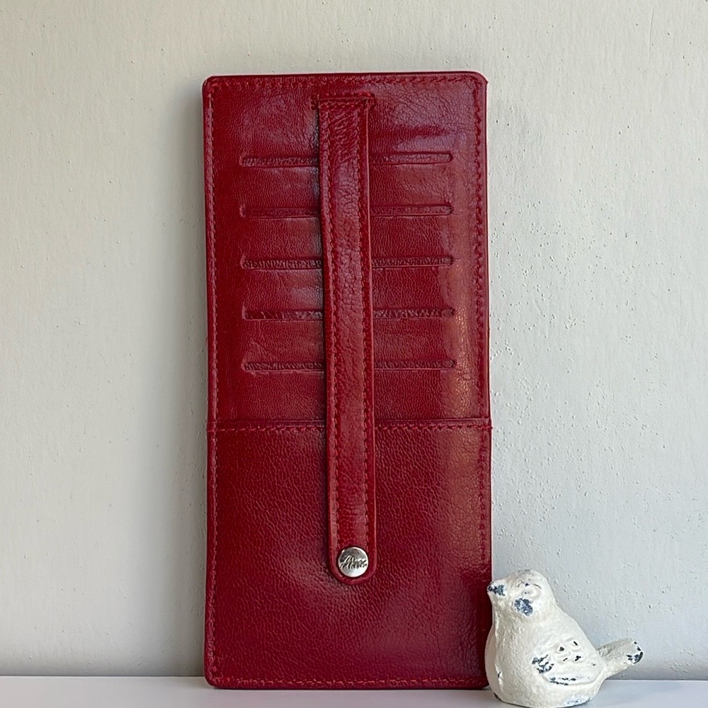 ABAS Red Genuine Leather Long Card Case - Picture 3 of 8
